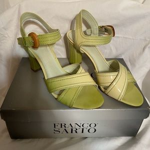 Franco Sarto green patent leather heeled sandals